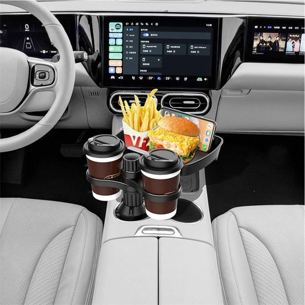 Premium Car Cup Holder Tray Table with 360 Degree Rotating Platform