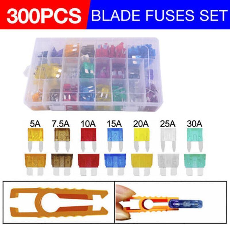Premium 300 Piece Automotive Blade Fuse Assortment Kit with Case