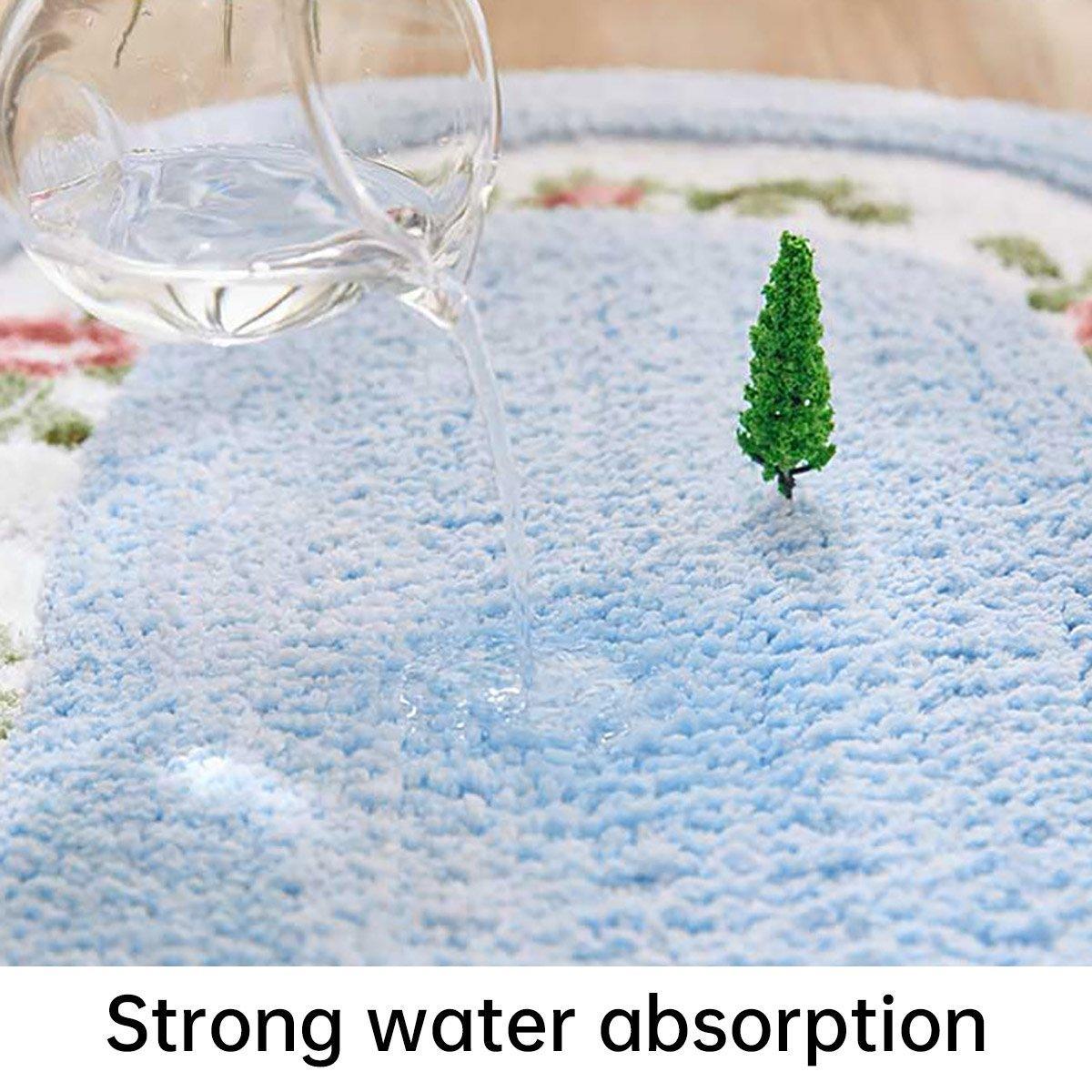 Floral Half-Round Entry Mat 50x80cm - Non-Slip, Washable, Green