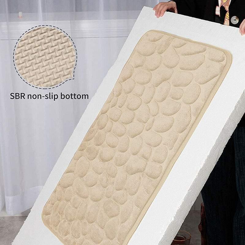 Khaki 40x60cm Non-Slip Memory Foam Bath Mat - Super Absorbent & 3D Pebble Design - SuperSaverAU - view 3