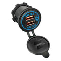 Premium Blue Dual USB QC 3.0 Car Charger 12V-24V Power Outlet