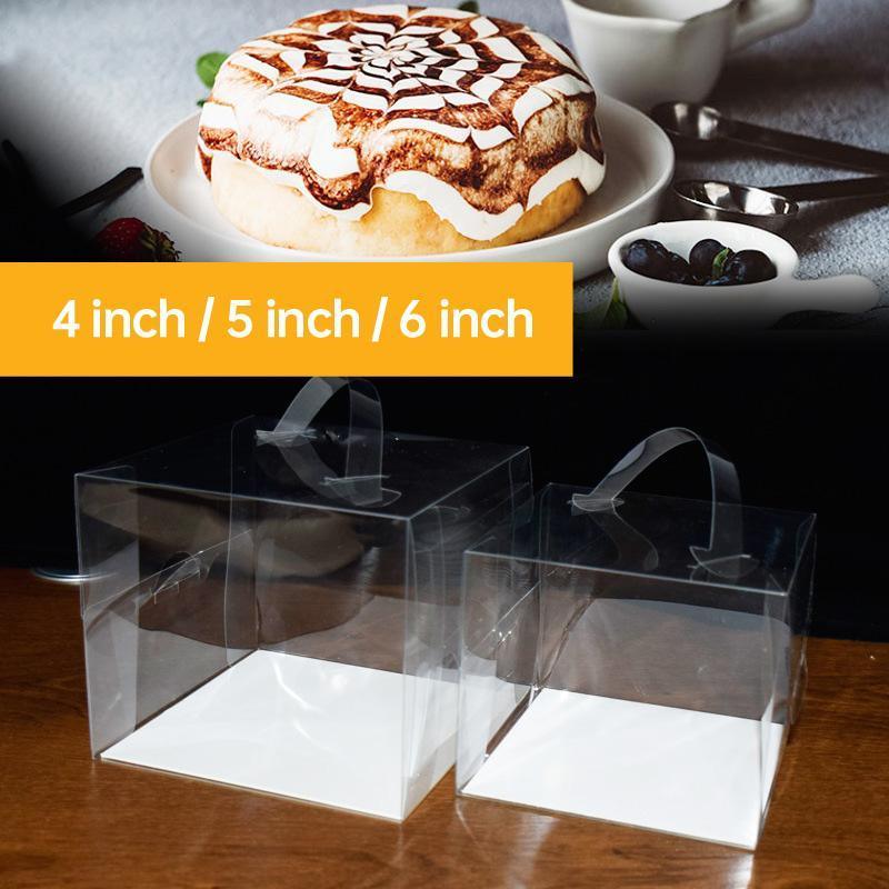 Transparent Disposable Baking Mousse Take-out Box - 30pcs 15*15*13cm with Handles