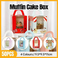 Premium Muffin Cake Boxes – England Style 50 Pack with Window & Handle