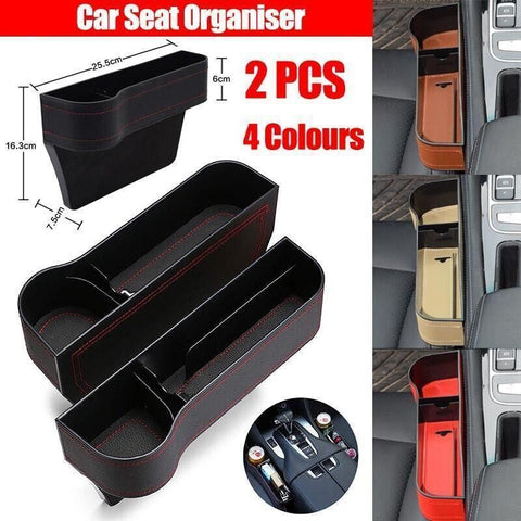 Premium Yellow PU Leather Car Seat Gap Organiser with Cup Holder