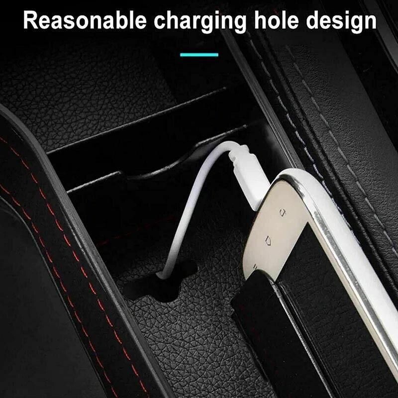 Premium Brown PU Leather Car Seat Gap Organiser with Cup Holder