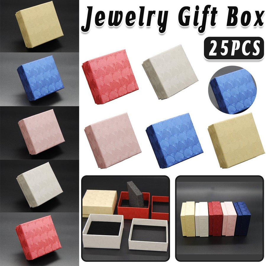 25X Jewelry Gift Boxes Shell Pattern 7.5CM Small GiftBox Empty Jewelry With Foam - Red - SuperSaverAU - view 1