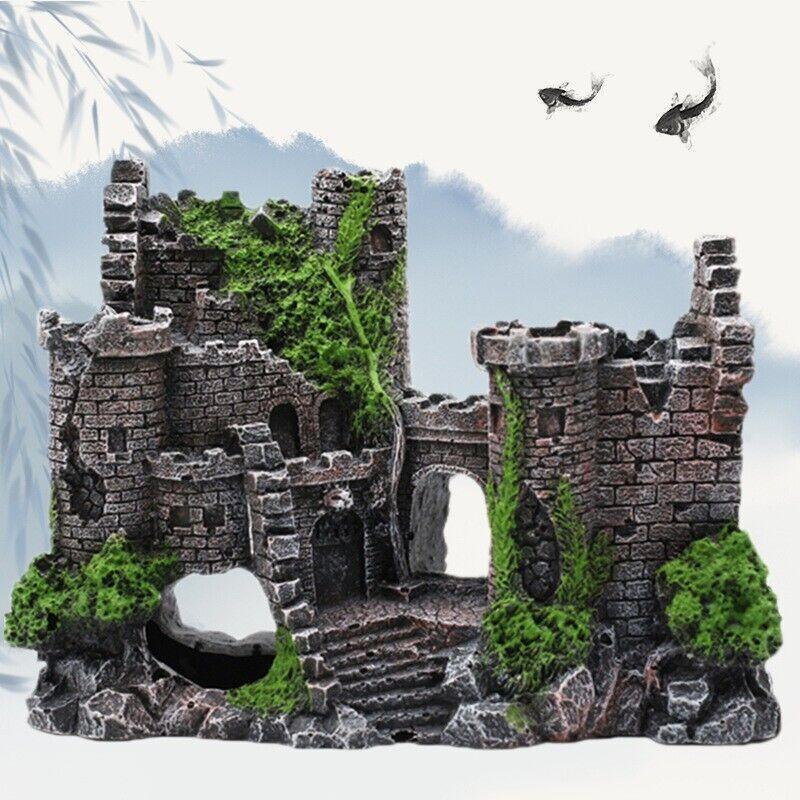 Premium Resin Aquarium Castle Ornament with Hide Cave