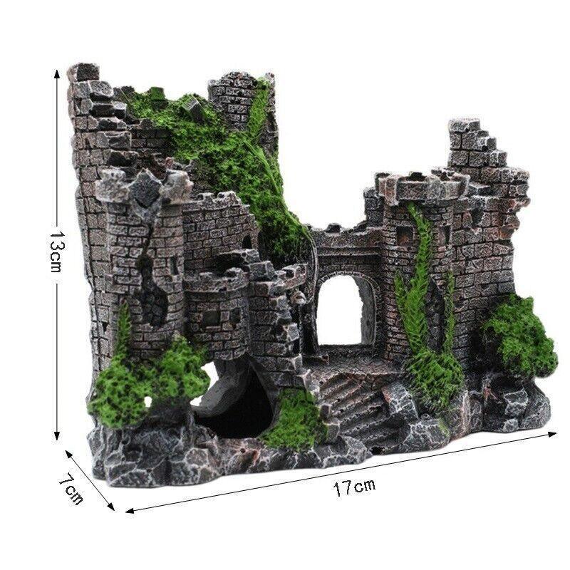 Premium Resin Aquarium Castle Ornament with Hide Cave