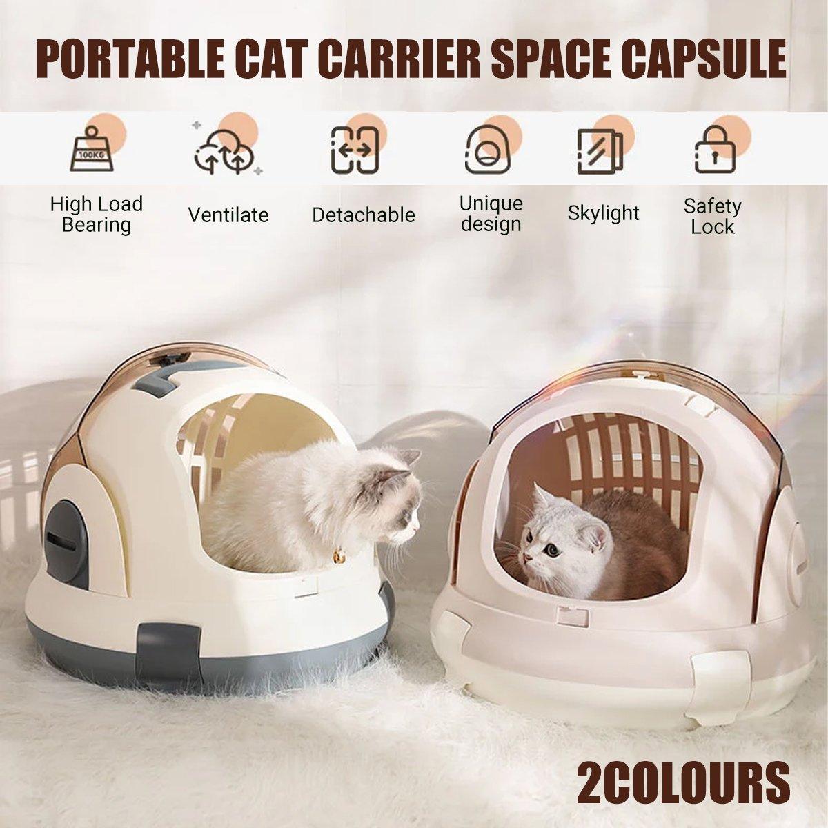 Portable Cat Carrier Space Capsule - Large Capacity, Stylish, Safe, Champagne