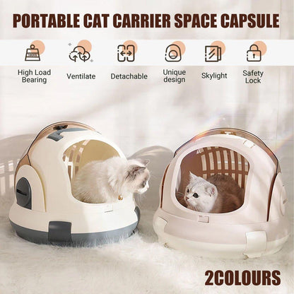 Portable Cat Carrier Space Capsule - Large Capacity, Stylish, Safe, Champagne