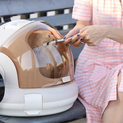 Portable Cat Carrier Space Capsule - Large Capacity, Stylish, Safe, Champagne