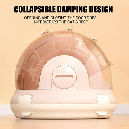 Portable Cat Carrier Space Capsule - Large Capacity, Grey, Safe & Stylish