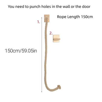 Cat Climbing Frame 150cm with Rope & Leash for Interactive Play - Brown