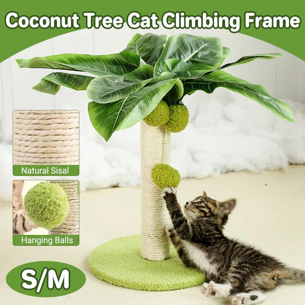 Coconut Tree Cat Scratching Post Sisal Covered Scratcher Pole Toy 32/38cm