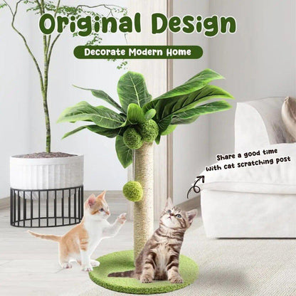 Coconut Tree Cat Scratching Post Sisal Covered Scratcher Pole Toy 32/38cm