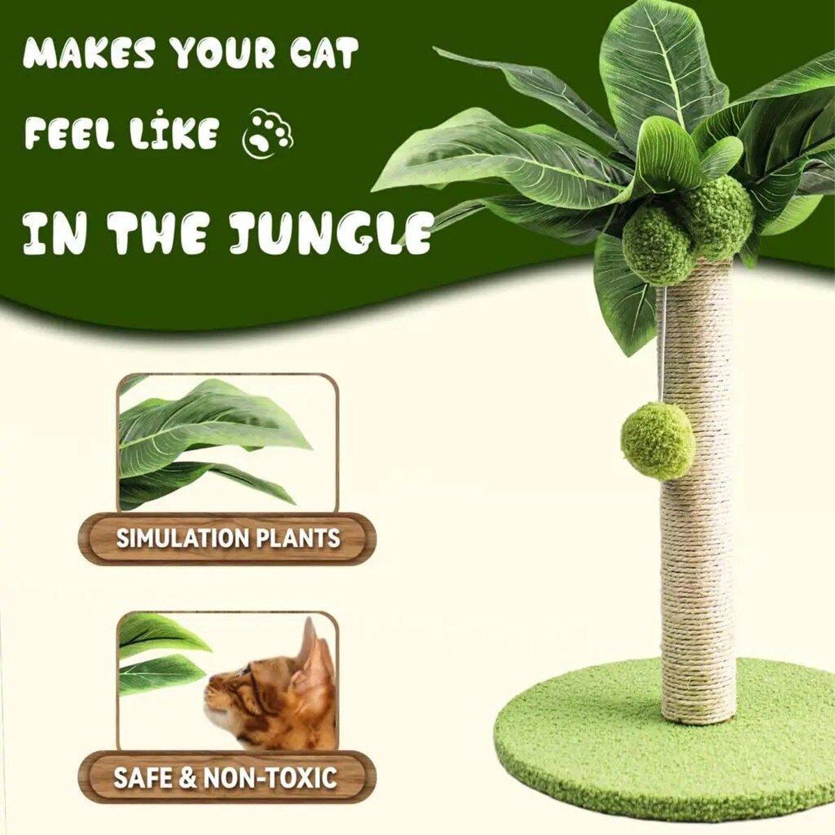 Coconut Tree Cat Scratching Post Sisal Covered Scratcher Pole Toy 32/38cm