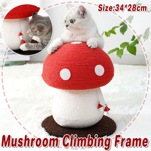 Premium Red Mushroom Cat Climbing Frame with Sisal Scratcher