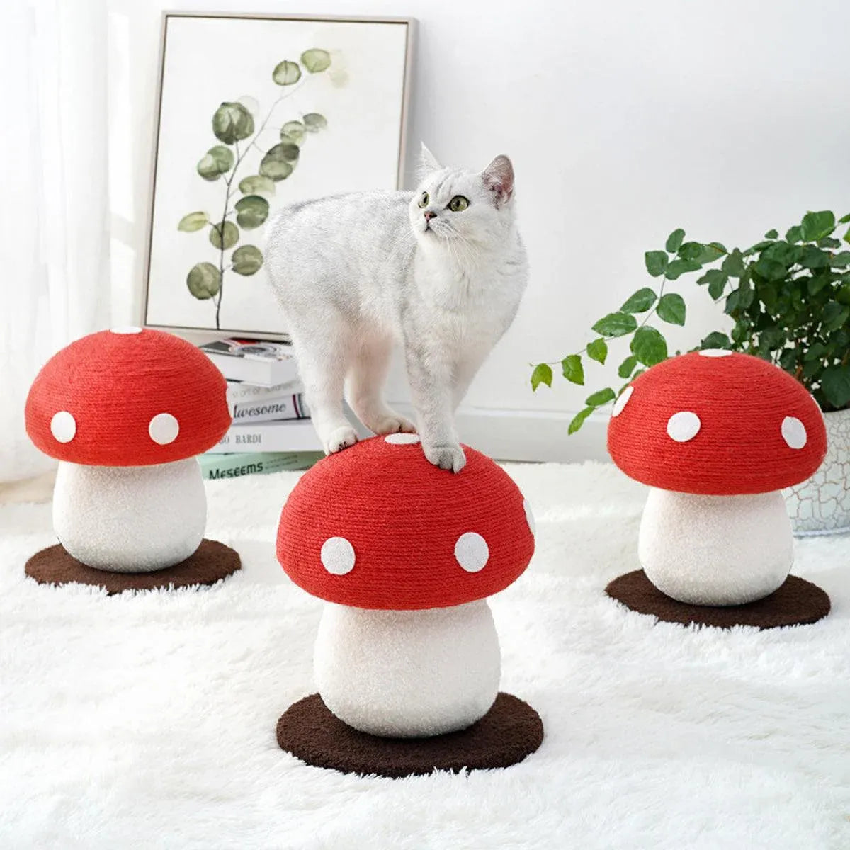 Premium Red Mushroom Cat Climbing Frame with Sisal Scratcher