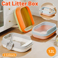 Semi-Enclosed Large Cat Litter Box 20.3in x 14.2in x 6.3in - Green-Orange, Easy Clean - SuperSaverAU - view 1