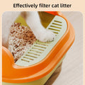 Semi-Enclosed Large Cat Litter Box 20.3in x 14.2in x 6.3in - Green-Orange, Easy Clean - SuperSaverAU - view 5
