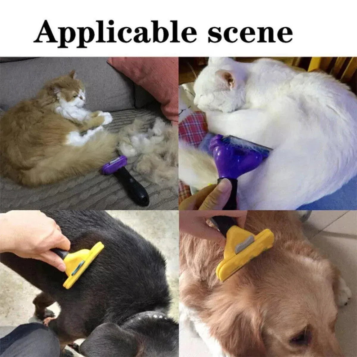 Premium Pet Hair Removal Brush Deshedding Tool - Purple