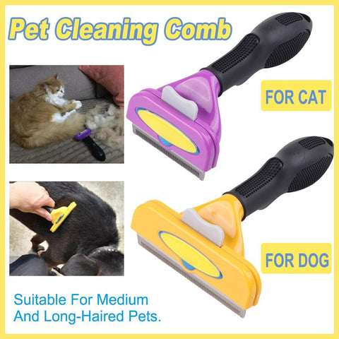 Premium Pet Hair Removal Brush Deshedding Tool - Purple