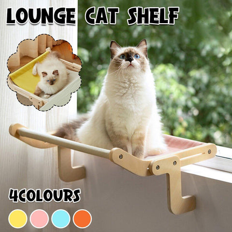 Suspended Cat Hammock - Solid Wood, Grey+Pink, All-Season, Easy Installation, 44.5cm - SuperSaverAU - view 1