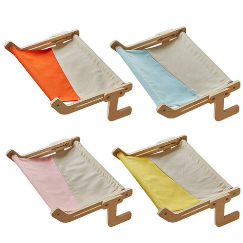 Suspended Cat Hammock - Solid Wood, All-Season, Grey+Yellow, 44.5x34x16 cm - SuperSaverAU - view 2