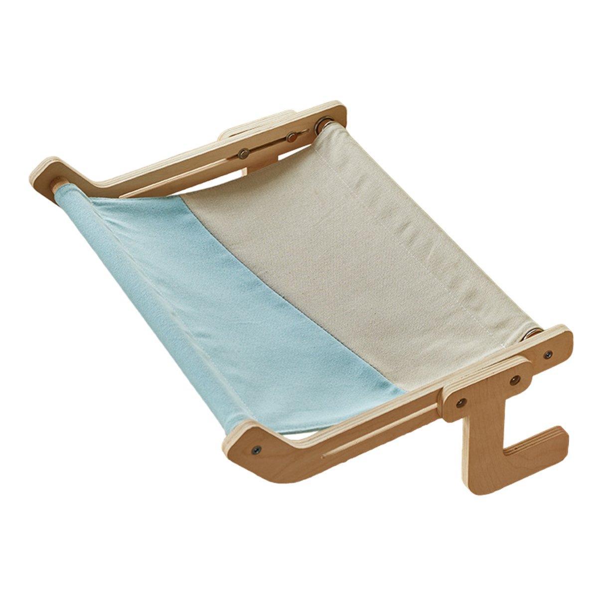 Suspended Cat Hammock - Solid Wood, All-Season, Grey+Yellow, 44.5x34x16 cm - SuperSaverAU - view 7
