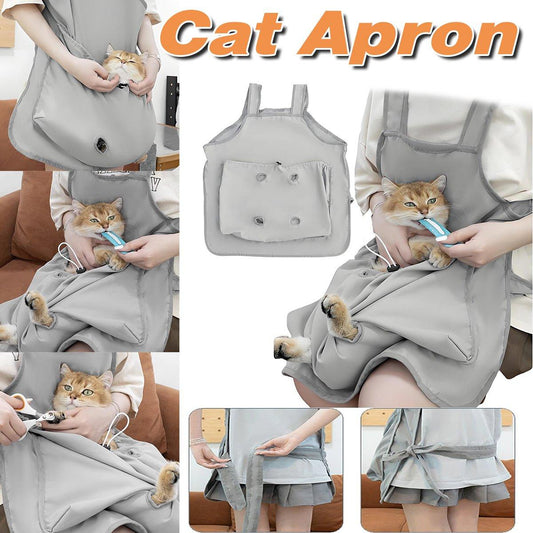 Cat Carrying Apron Non Stick Hair Kangaroo Pouch Pet Grooming Suit Portable