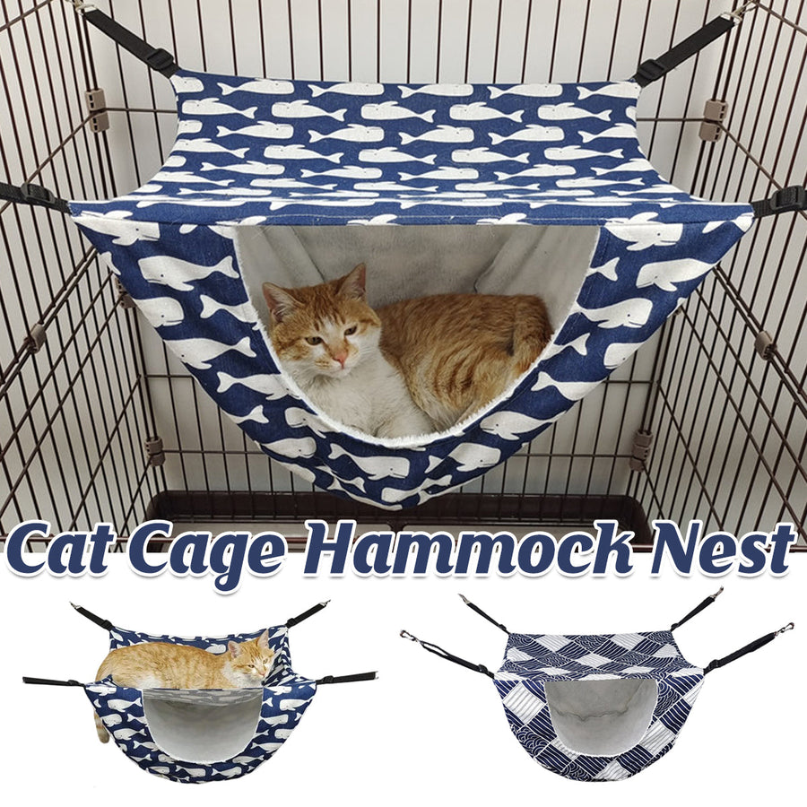 Hanging Pet Hammock Nest 47cm × 38cm × 27cm - Soft Suede, Sea Blue Checkered - SuperSaverAU - view 1