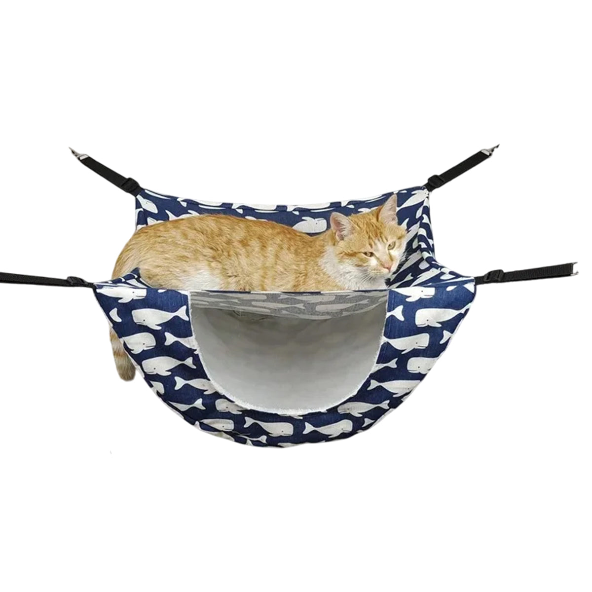 Hanging Pet Hammock Nest 47cm × 38cm × 27cm - Soft Suede, Sea Blue Checkered - SuperSaverAU - view 6