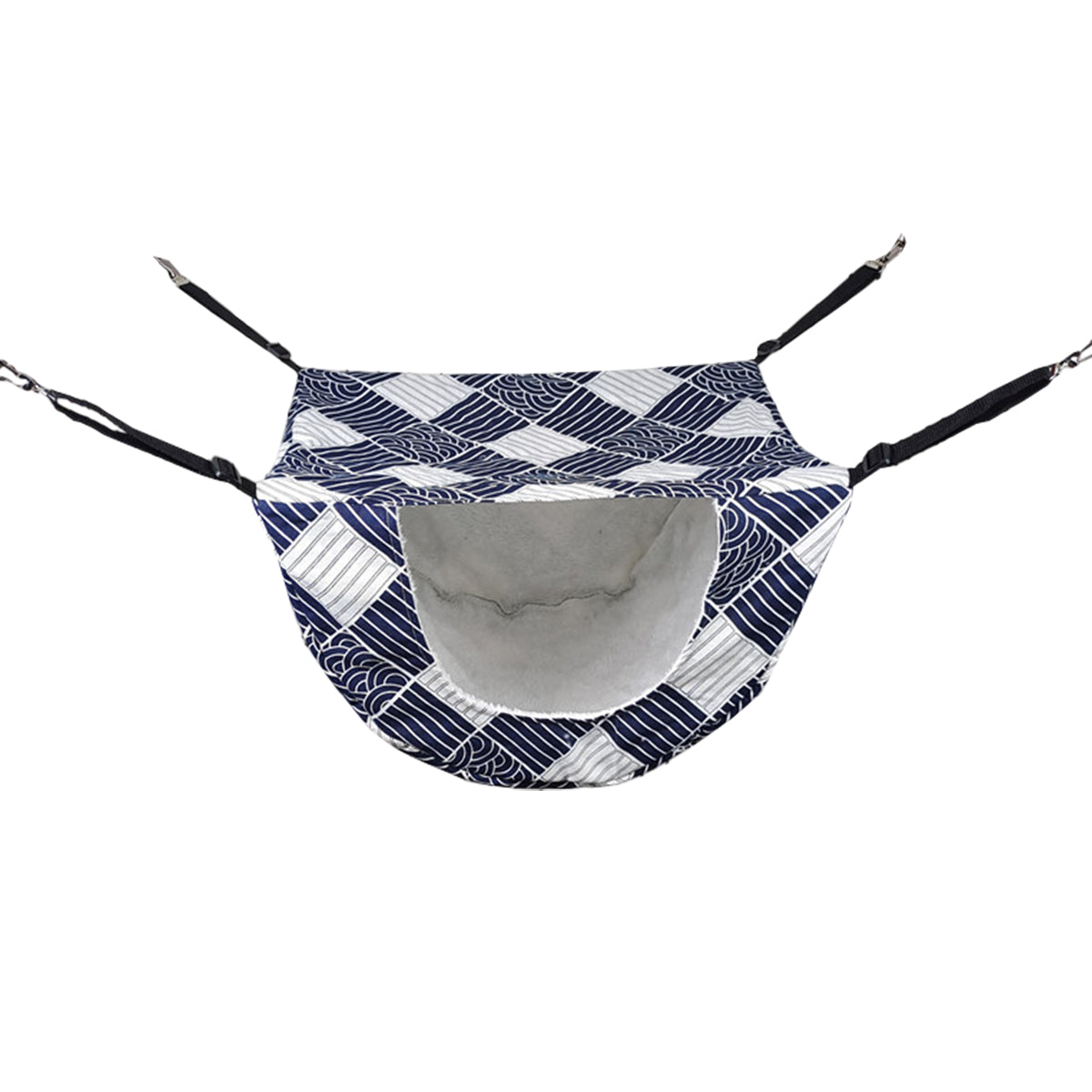 Hanging Pet Hammock Nest 47cm × 38cm × 27cm - Soft Suede, Sea Blue Checkered - SuperSaverAU - view 7