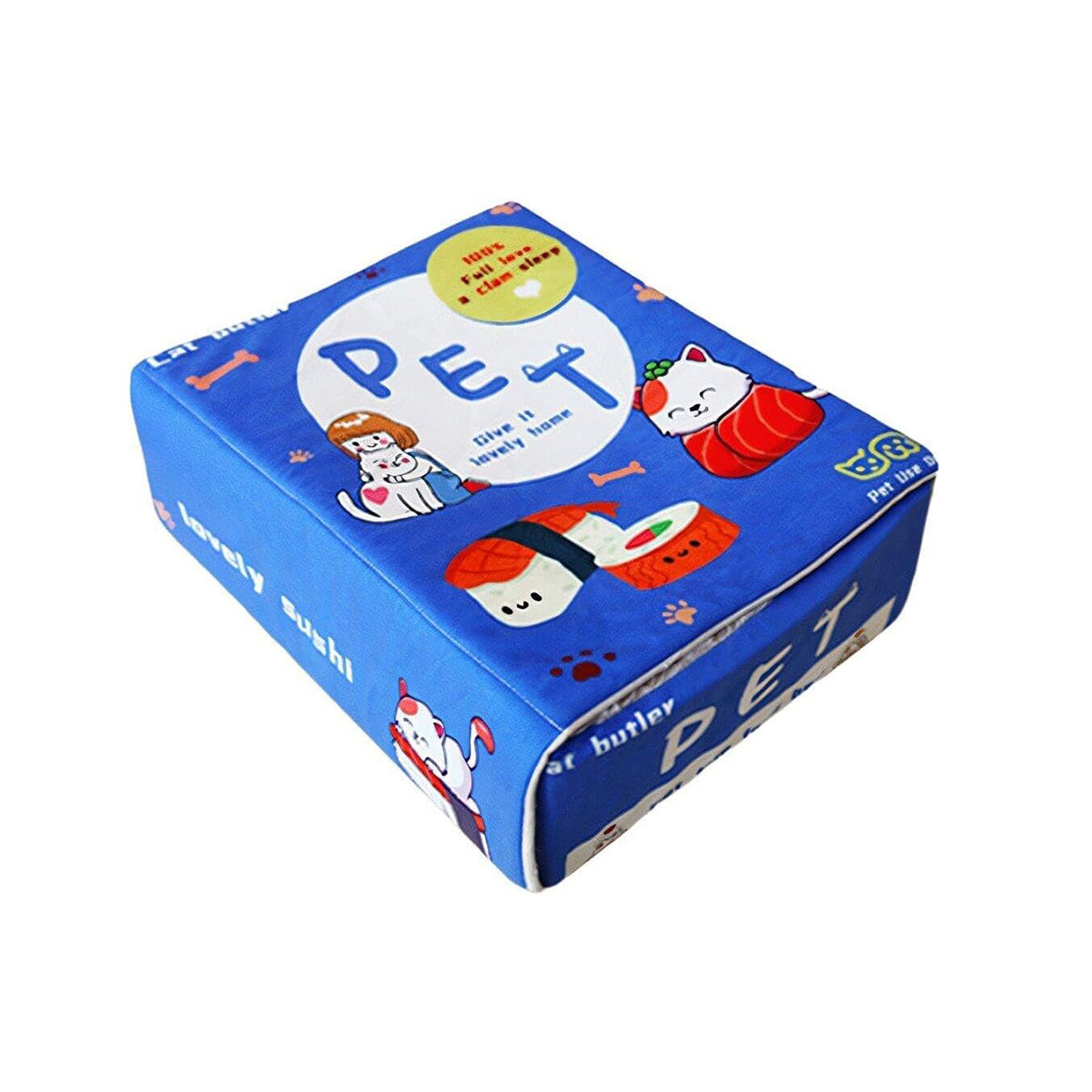 Rectangular Cookie Box Pet Bed for Cats Dogs - Blue L, Enclosed Warm Design