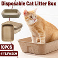 Premium Disposable Biodegradable Pulp Cat Litter Boxes - 10 Pack