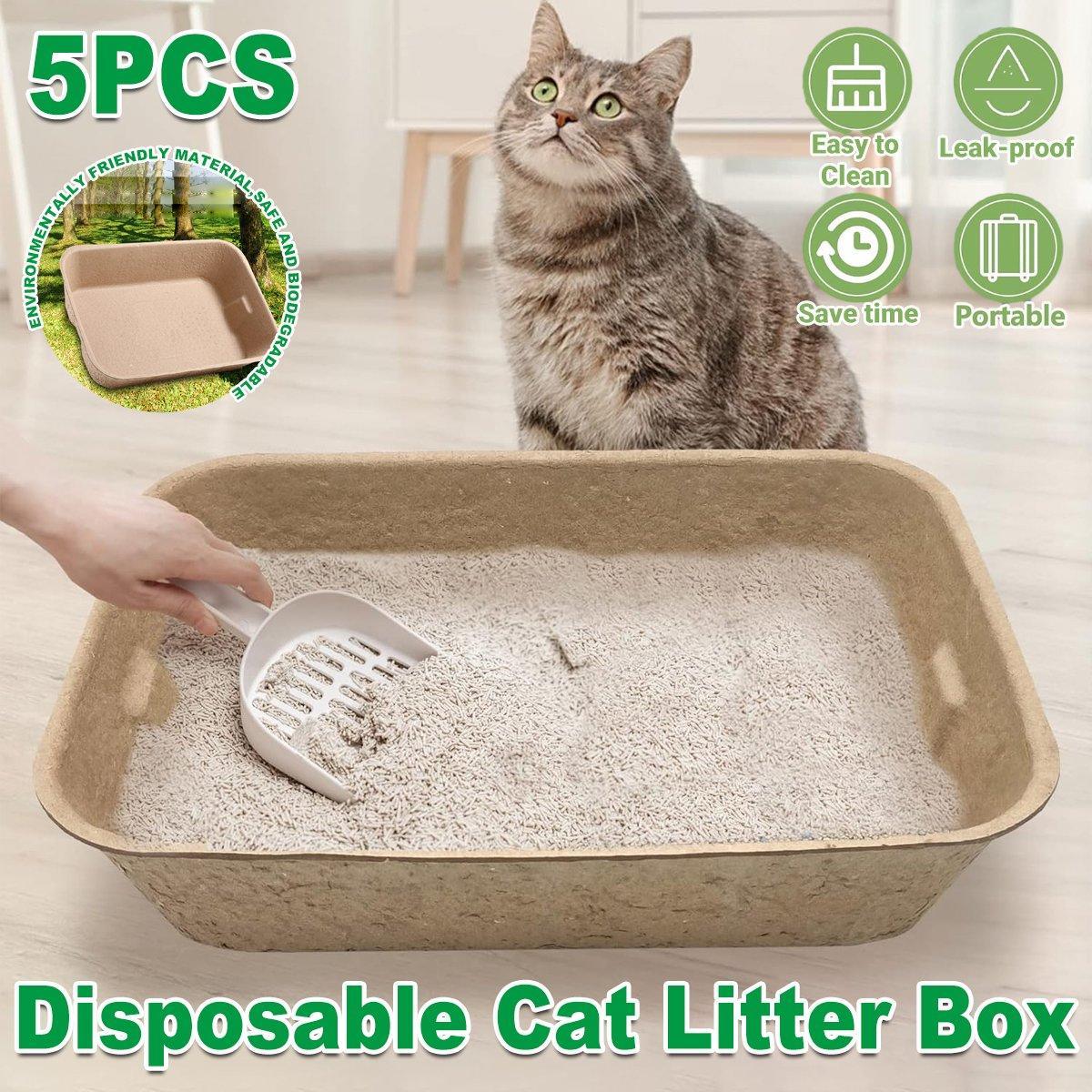 Eco-Friendly Disposable Cat Litter Pans, 16.14x12.20x3.74 inches, 5 Pack