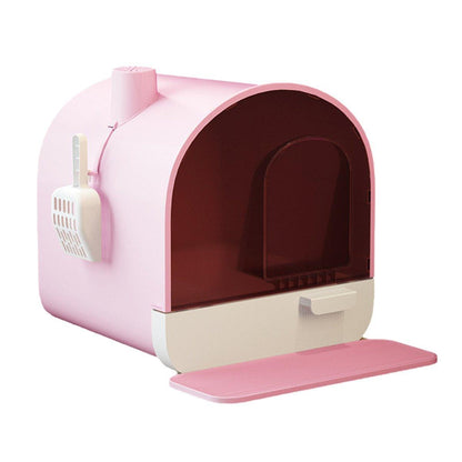 Fully Enclosed Cat Litter Pan 43cm with Drawer & Odour Control - Green