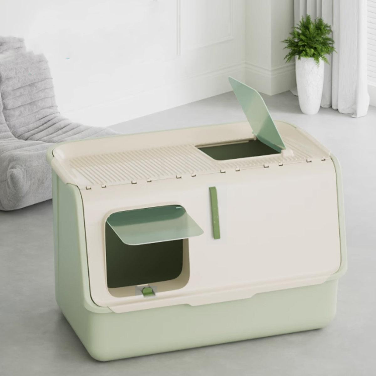 Large Fully Enclosed Cat Litter Box 23.6x14.96x15.74 inches with Odor Control - Green - SuperSaverAU - view 4