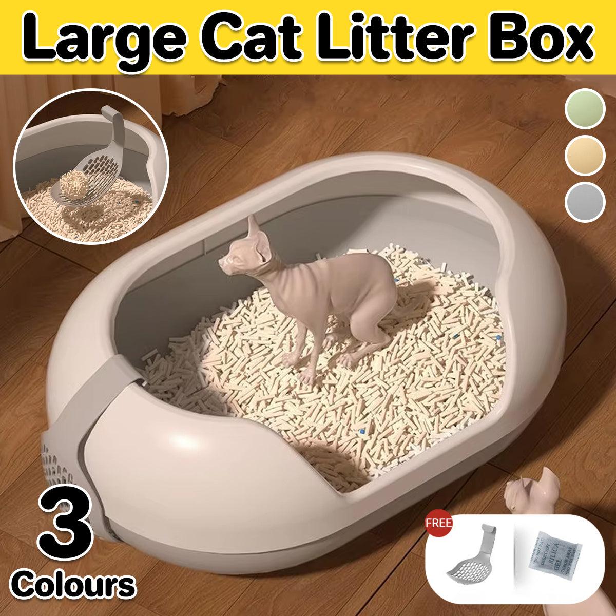Large Semi Closed Cat Litter Box 60x41x23cm - Easy Clean, Splash-Proof, Green