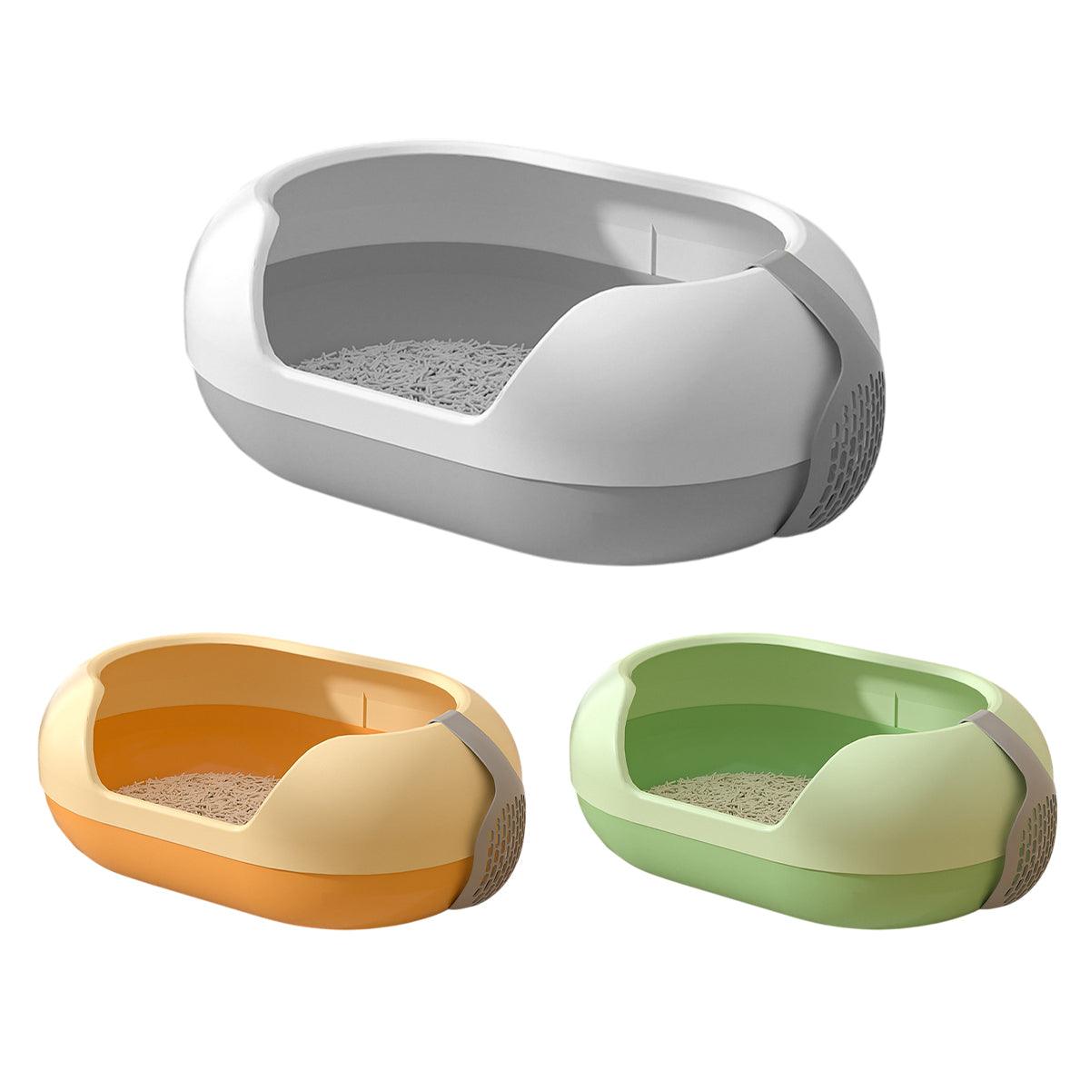 Large Semi Closed Cat Litter Box 60x41x23cm - Easy Clean, Splash-Proof, Green