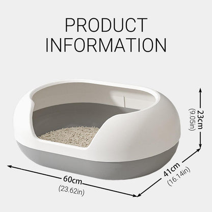 Large Semi Closed Cat Litter Box 60x41x23cm - Easy Clean, Splash-Proof, Green