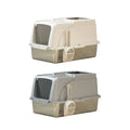 Premium Stainless Steel Cat Litter Box with Flip Cover - Grey