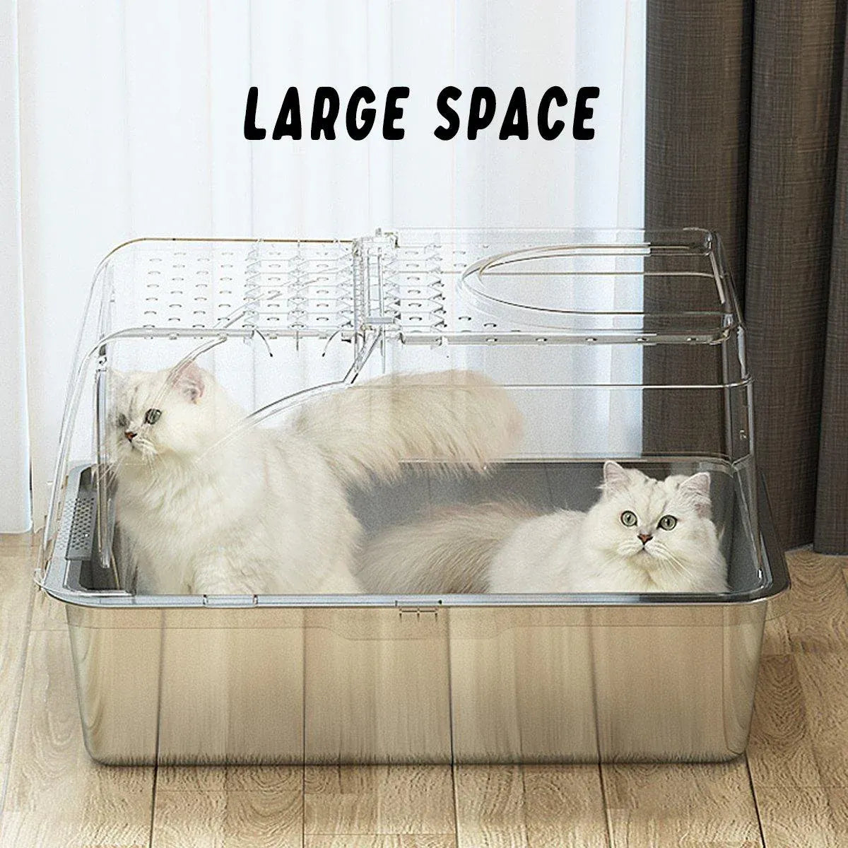 Premium Stainless Steel Cat Litter Box with Flip Cover - Grey