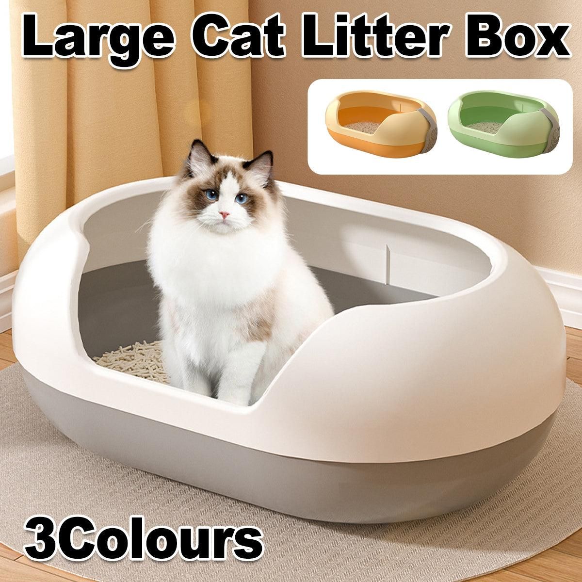 Large Semi Closed Cat Litter Box 60x41x23 cm - Easy Clean, Durable Design, Orange
