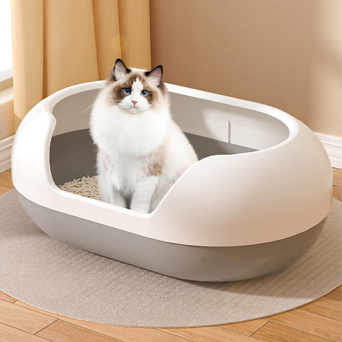 Large Semi Closed Cat Litter Box 60x41x23 cm - Easy Clean, Durable Design, Orange