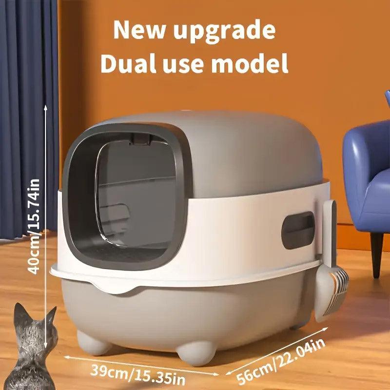 Large Fully Enclosed Cat Litter Box with Flip Lid, Odour Control, Purple - SuperSaverAU - view 3