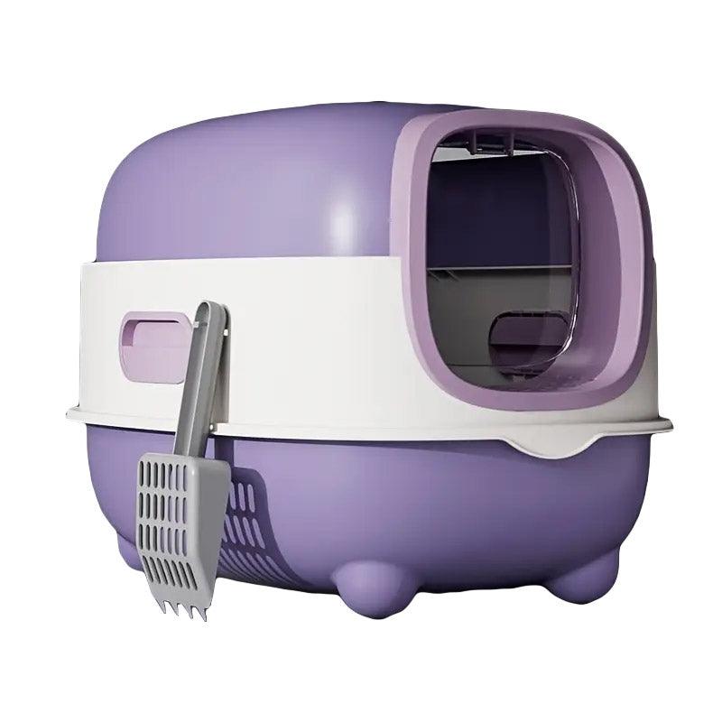 Large Fully Enclosed Cat Litter Box with Flip Lid, Odour Control, Purple