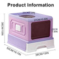 Foldable Enclosed Cat Litter Box 50x38x38cm - Drawer Tray, Anti-Splash, Purple - SuperSaverAU - view 3