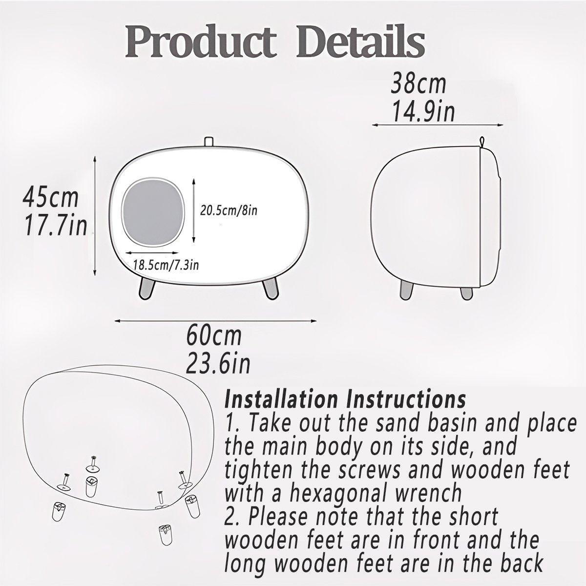 Semi-Enclosed Cat Litter Box - Drawer Style, Spacious, White, 60cm x 45cm x 38cm - SuperSaverAU - view 3