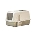 Premium Stainless Steel Cat Litter Box with Flip Cover - White